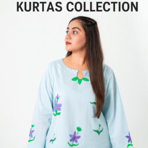 Handcrafted Sky Blue Floral Cotton Kurta